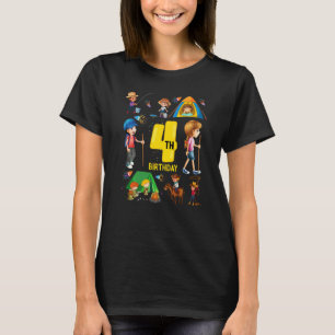 Camiseta Camping Vaca Pesca Cumpleaños 4 Años Edad 4 Gi