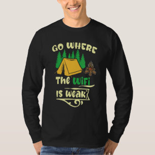 Camiseta Camping Vamos a donde el Wifi es débil y divertida