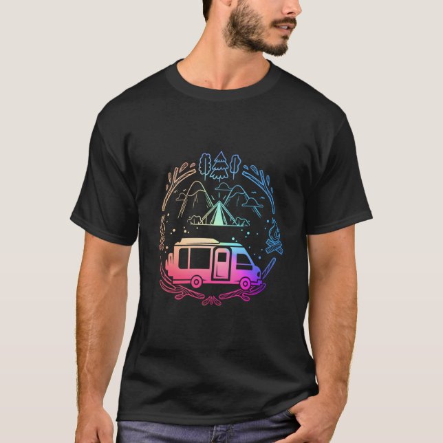 Camiseta Camping Van Life Design Vanagon Van Bus Dipper Cam (Anverso)