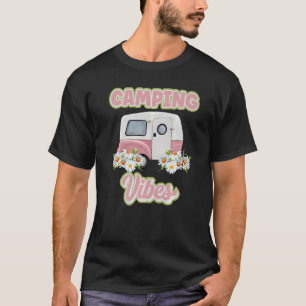 Camiseta Camping Vibes Boho Retro Camper Wildflowers Daisy