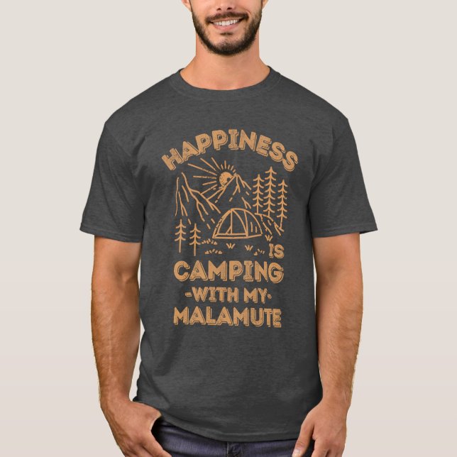 Camiseta Camping with malamute retro (Anverso)