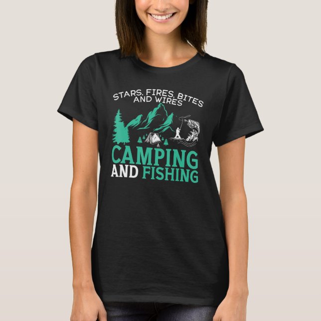 Camiseta Camping Y Pesca Campamento De Pescadores Camper Ga (Anverso)