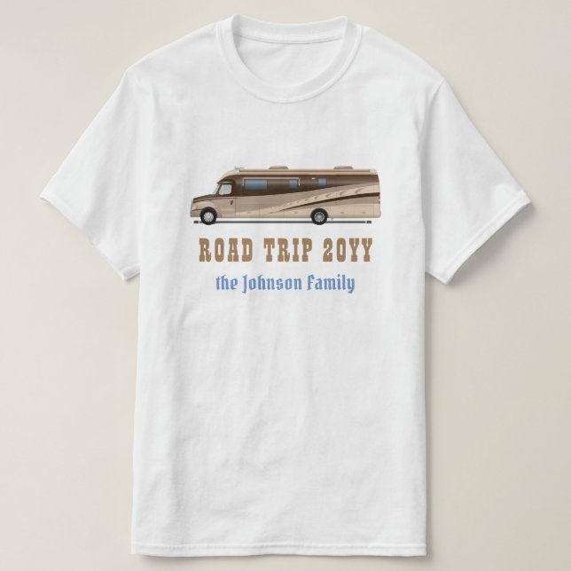 Camiseta Campista del motorhome del nombre rv de las (Diseño del anverso)