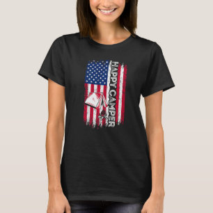 Camiseta Campista Feliz Bandera Americana Camping Senderism
