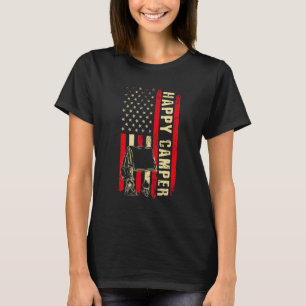 Camiseta Campista Feliz Bandera Americana Camping Senderism