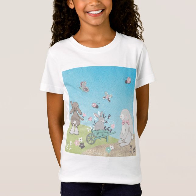 Camiseta Campo de conejillos primaverales (Anverso)