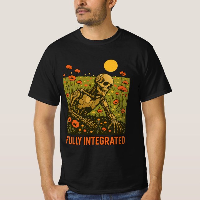 Camiseta Campo de flores de naturaleza robótica (Anverso)