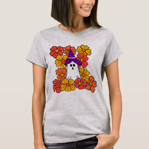 Camiseta Campo de flores fantasma de Halloween