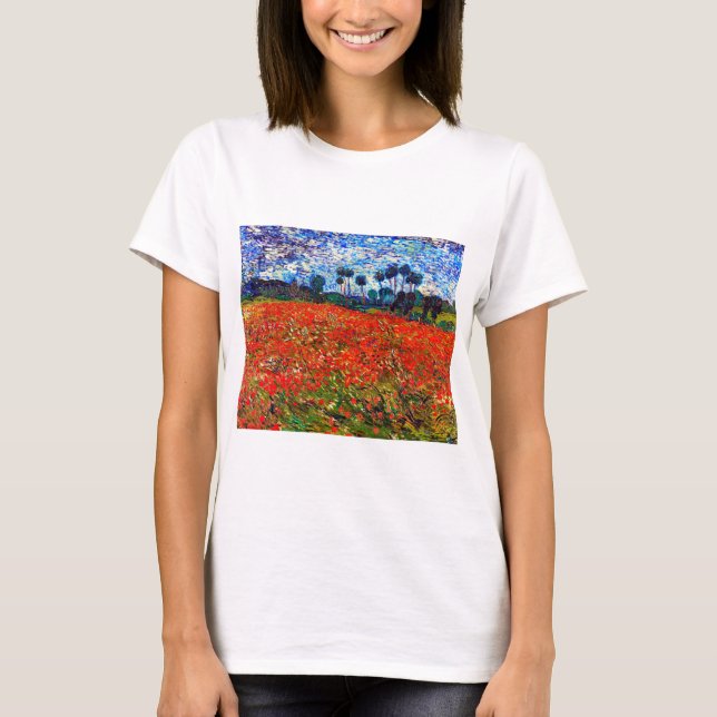 Camiseta Campo de flores rojas, Van Gogh (Anverso)