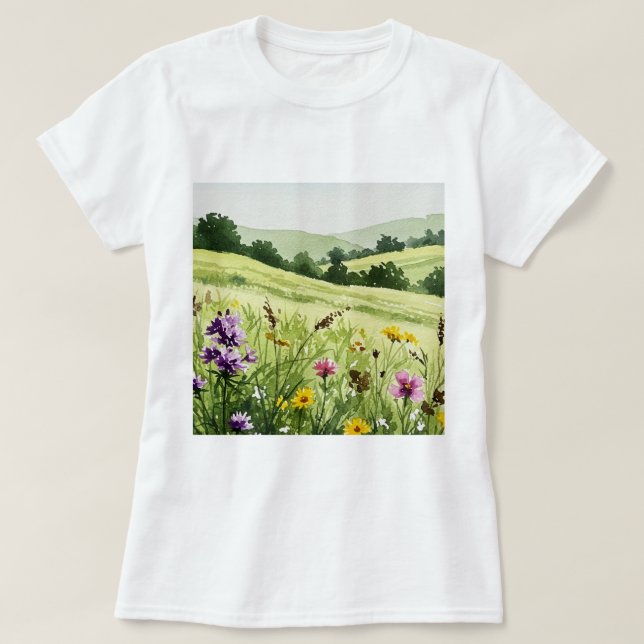 Camiseta Campo de flores silvestres (Diseño del anverso)