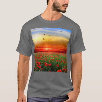 Camiseta Campo de flores Sunrise y Sunset Flower Landsca