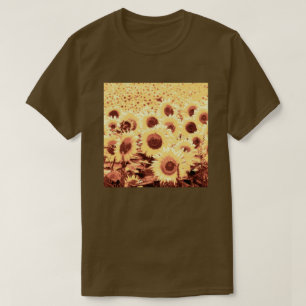 Camiseta Campo de girasoles - marrón, dorado y amarillo