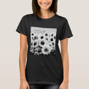 Camiseta Campo de girasoles - negro, blanco y gris