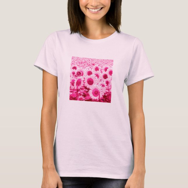 Camiseta Campo de girasoles - tonos fucsia rosados (Anverso)