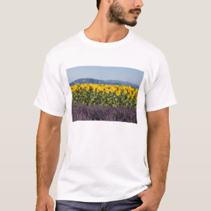 Camiseta Campo de girasoles y flores de lavanda,