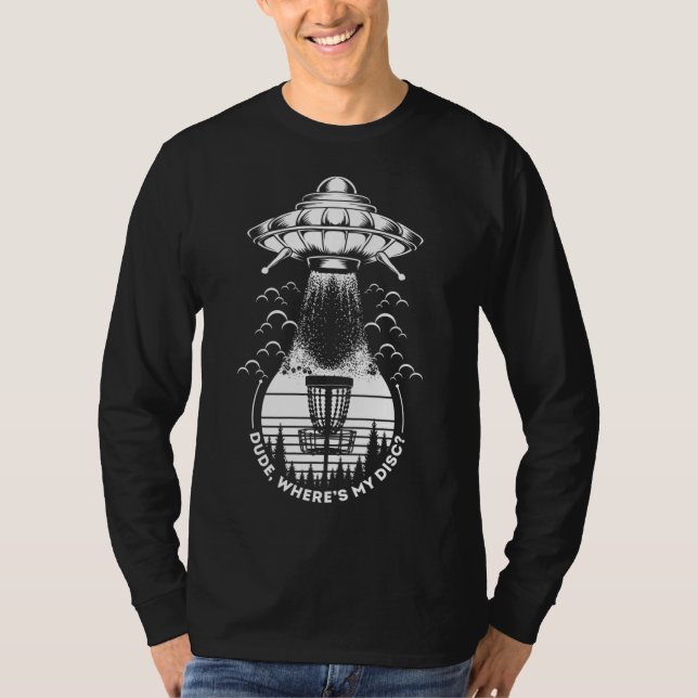 Camiseta Campo de golf de disco de OVNI donde está mi disco (Anverso)