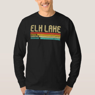 Camiseta Campo de pesca divertida Elk Lake Michigan Retro V