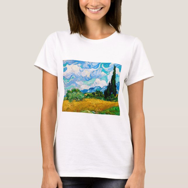 Camiseta Campo de trigo con cipreses, Van Gogh (Anverso)