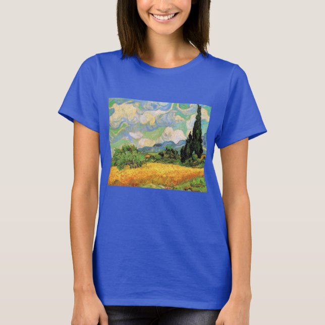 Camiseta Campo de trigo Van Gogh con cipreses en la Alta Ga (Anverso)