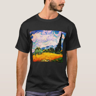 Camiseta Campo de trigo Vincent Van Gogh con cipreses