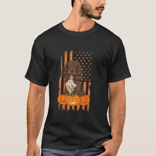 Camiseta Campo Español Perro Bandera Americana Halloween Pa (Anverso)