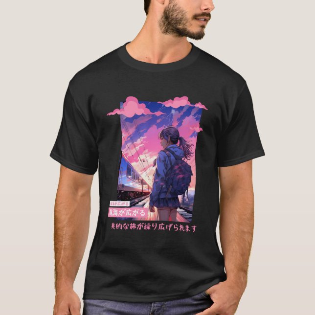 Camiseta Campo estético japonés Kawaii Chica Vaporwa (Anverso)