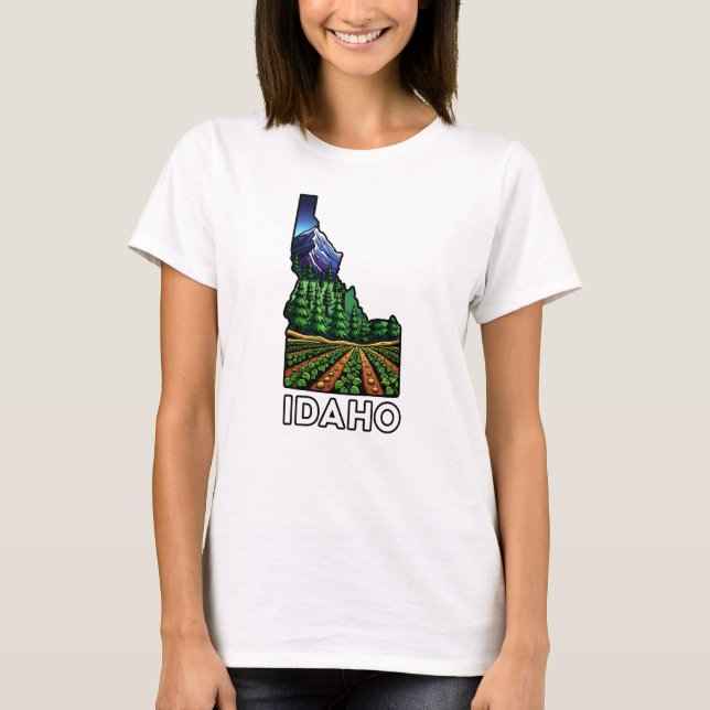Camiseta Campos de papa de estilo de tatuaje de esquema de  (Anverso)