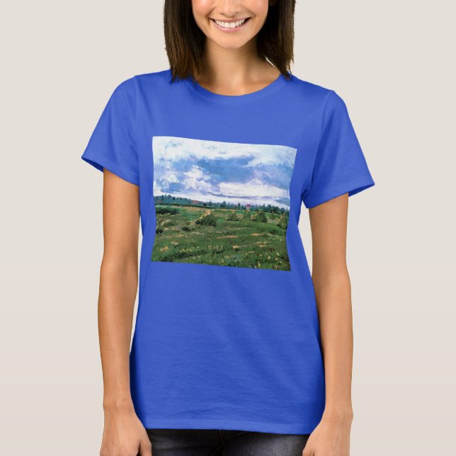 Camiseta Campos de trigo con gavillas de Vincent van Gogh (Anverso)