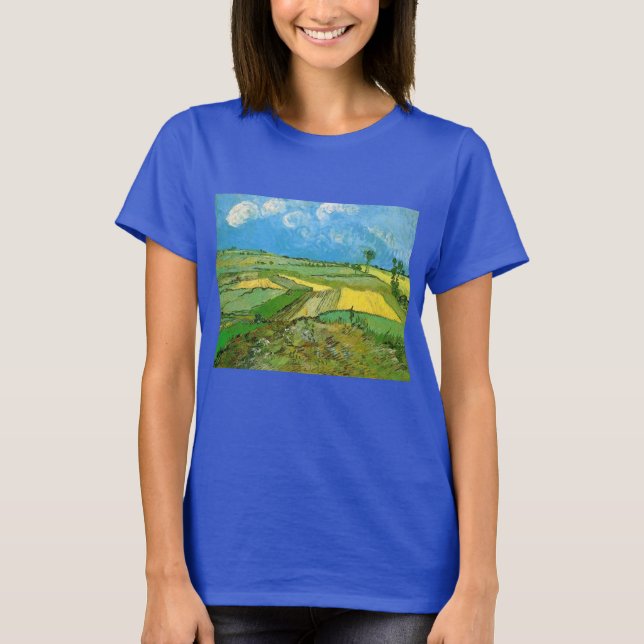 Camiseta Campos de Trigo Van Gogh en Auvers bajo cielo nubl (Anverso)