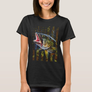Camiseta Camuflaje Bandera De Los Ee.Uu. Pesca De Boca Gran