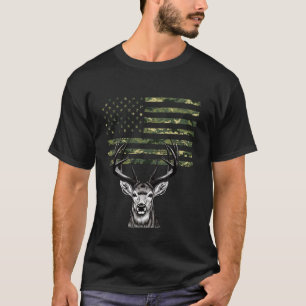 Camiseta Camuflaje Buck Elk Deer Hunter Bandera de Estados 