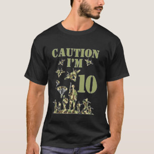 Camiseta Camuflaje Cumpleaños Diez Niño Militar 10 Años Fie