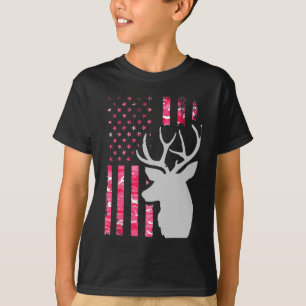 Camiseta Camuflaje De Bandera Americana Rosa Camo Caza De P
