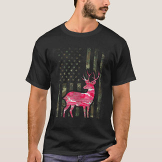 Camiseta Camuflaje De Bandera Americana Rosa Camo Caza De P