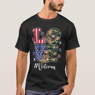 Camiseta Camuflaje de bandera patriota veterano de AMOR Mil