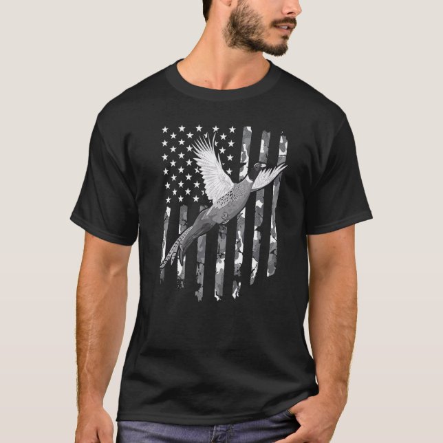 Camiseta Camuflaje de caza de faisanes Bandera estadouniden (Anverso)