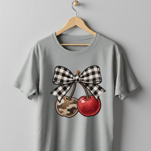 Camiseta Camuflaje de Cereza Explosiva y Estampado de Cuadr