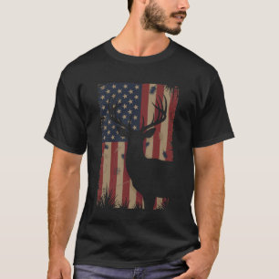 Camiseta Camuflaje de ciervo macho bandera de EE. UU. Cazad