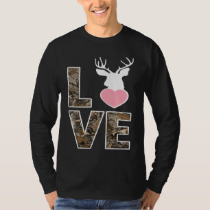 Camiseta Camuflaje de Hojas del Bosque Amor Caza Ciervos