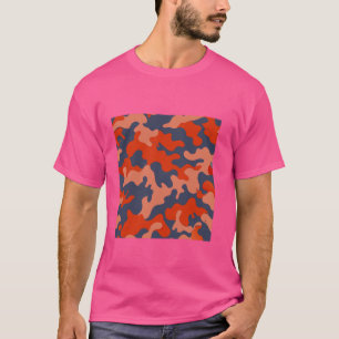 Camiseta Camuflaje de naranja y marina Bonito de arte Camo