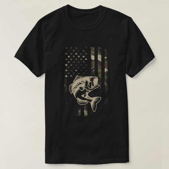 Camiseta Camuflaje de pesca Bandera de los Estados Unidos R (Diseño del anverso)