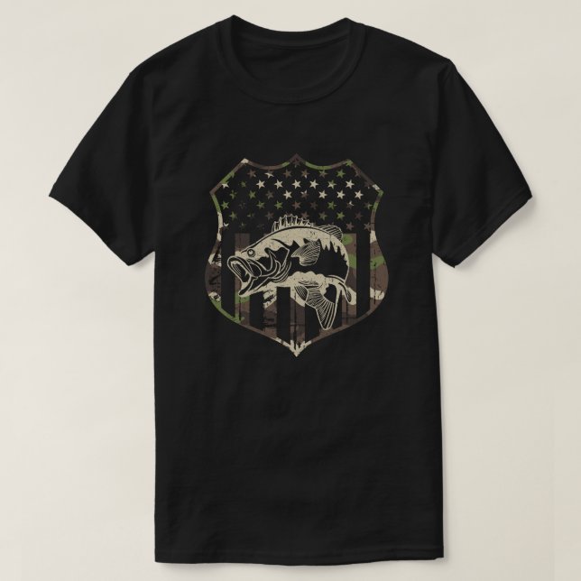 Camiseta Camuflaje de pesca Bandera de los Estados Unidos R (Diseño del anverso)