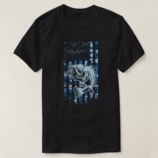 Camiseta Camuflaje de pesca Bandera de los Estados Unidos R (Diseño del anverso)