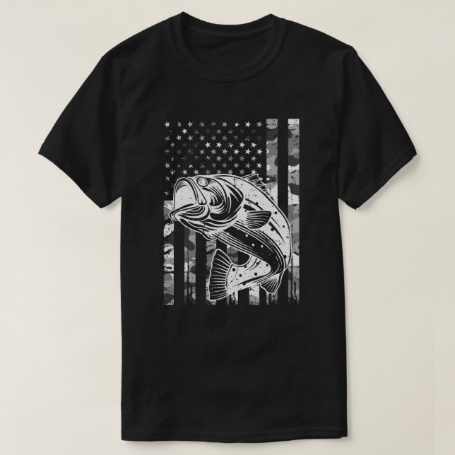 Camiseta Camuflaje de pesca Bandera de los Estados Unidos R (Diseño del anverso)