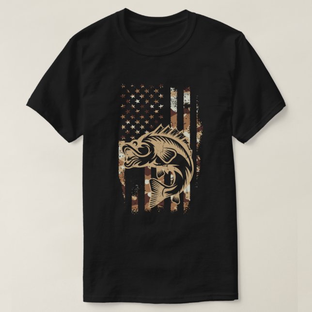 Camiseta Camuflaje de pesca Bandera de los Estados Unidos R (Diseño del anverso)