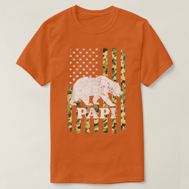 Camiseta Camuflaje de senderismo Papi Bear Camping USA Amer (Diseño del anverso)