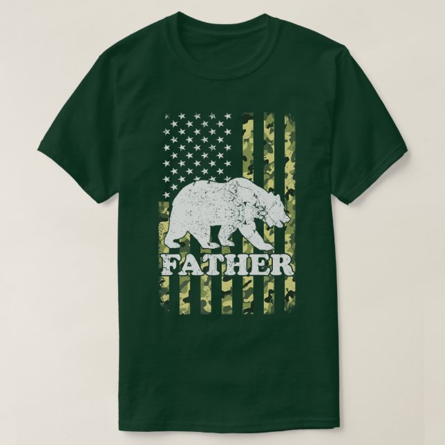 Camiseta Camuflaje de Senderismo para el padre Bear Camping (Diseño del anverso)