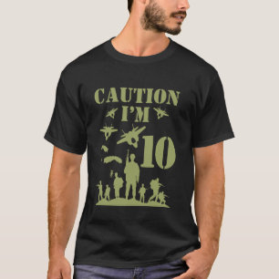 Camiseta Camuflaje Diez Cumpleaños Chico Militar 10º Fiesta