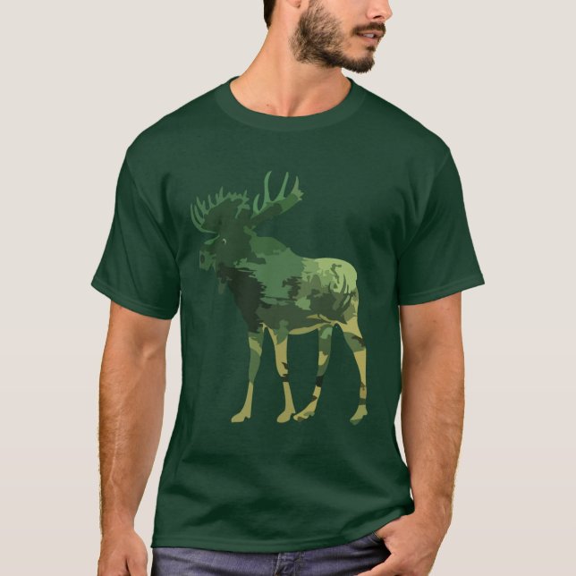 Camiseta Camuflaje Moose Animal Nature art (Anverso)