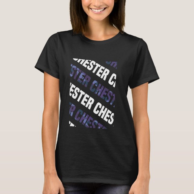 Camiseta Camuflaje púrpura del patrón Chester Camo (Anverso)